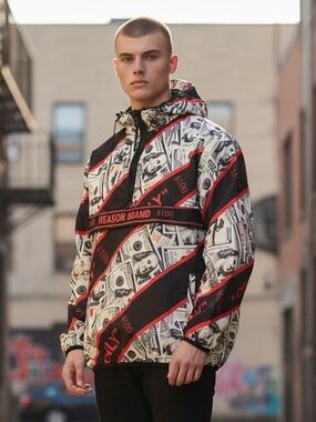 Reason pullover‎ jacket with money graphics